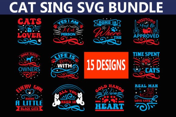 CAT SING SVG BUNDLE for Graphics Crafts