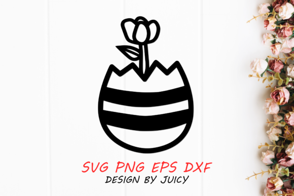 Flower Growing in Easter Egg SVG Graphics for Crafts