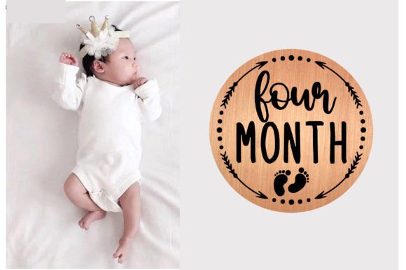 Four Month Baby Milestone SVG Design Graphics and Crafts