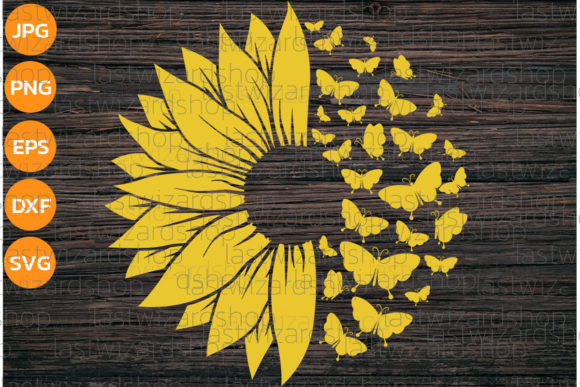 Sunflower and Butterfly Svg Graphics for Crafts