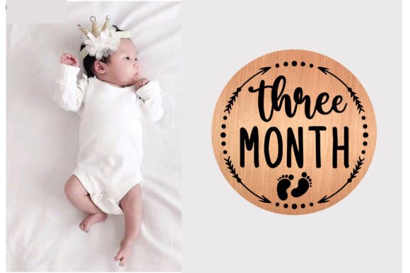Three M0nth Baby Milestone SVG Design: Graphics and Crafts