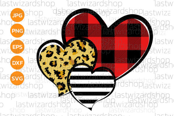 Valentine Heart Trio for Valentines Day Graphics and Crafts